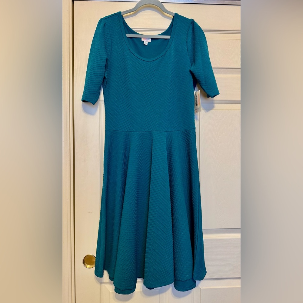Turquoise Textured Knit Lularoe Nicole Dress